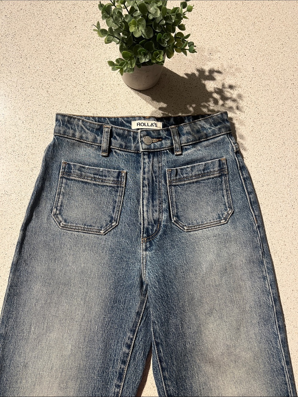 ROLLA’S Sz 24 Original High Rise Straight Jeans with Front Patch Pockets - Picture 4 of 15